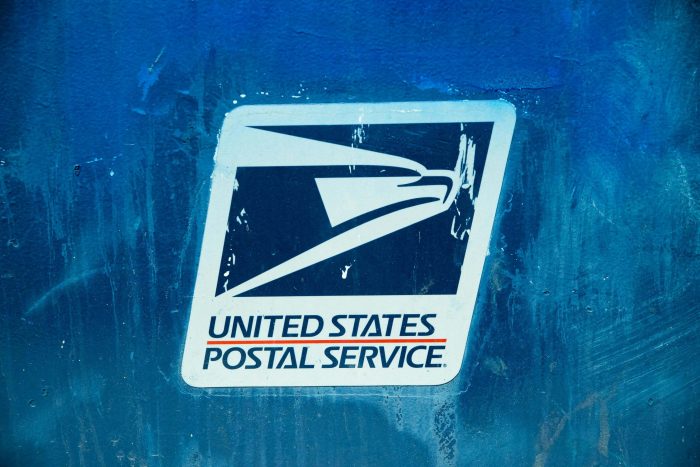 USPS logo painted on wall