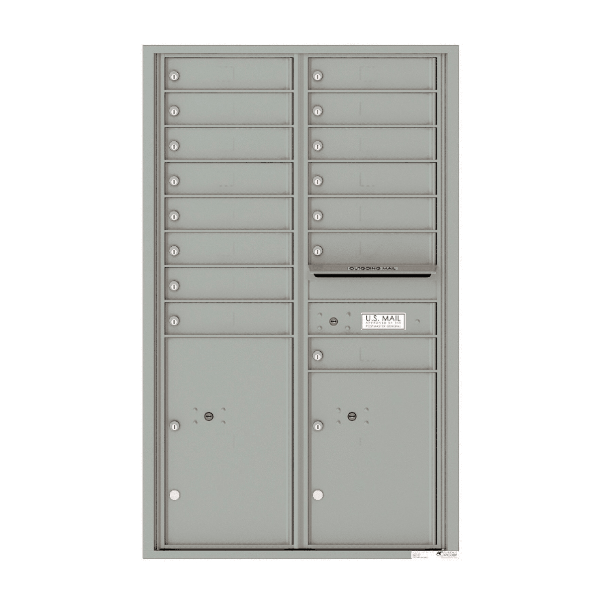 Recessed 4C Horizontal Mailbox – 15 Doors 2 Parcel Lockers – Front Loading – 4C14D-15-206550 – Private Delivery Product Image