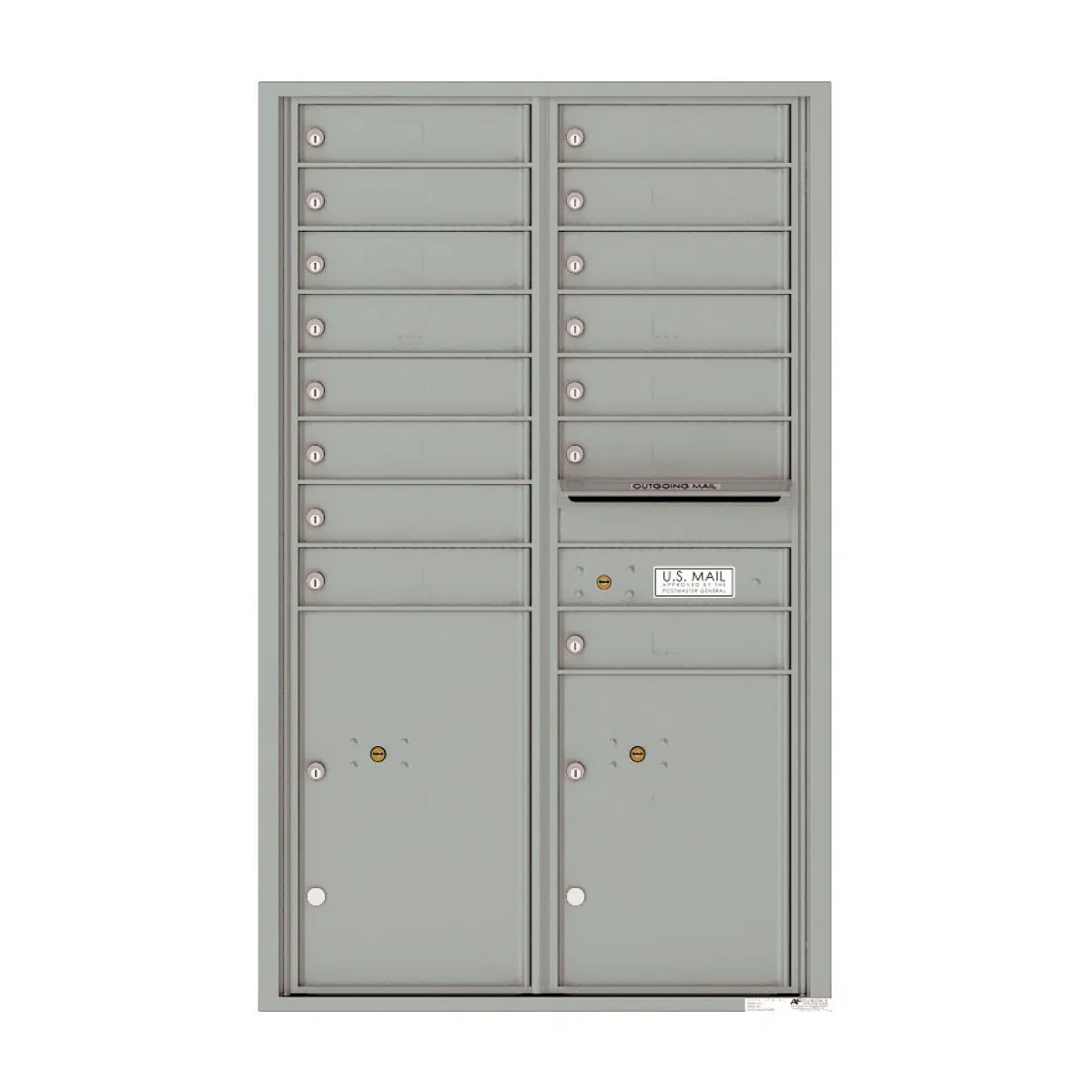 Florence Recessed 4C Horizontal Mailbox – 15 Tenant Doors, 2 Parcel Lockers – Front Loading – 14 Doors High – USPS Access Product Image