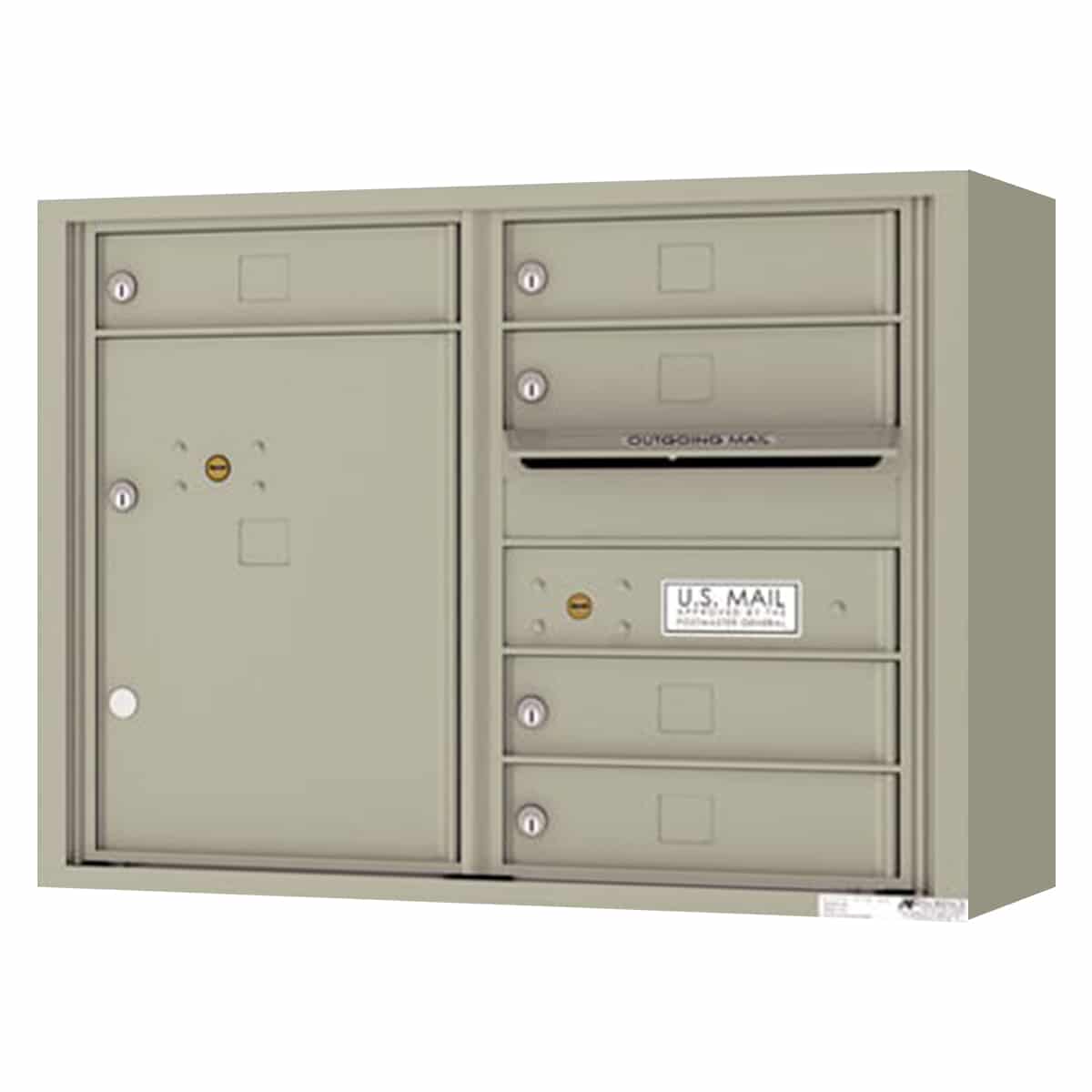 Florence Surface Mount 4C Horizontal Mailbox – 5 Tenant Doors, 1 Parcel Locker – Front Loading – 6 Doors High – Private Access Product Image