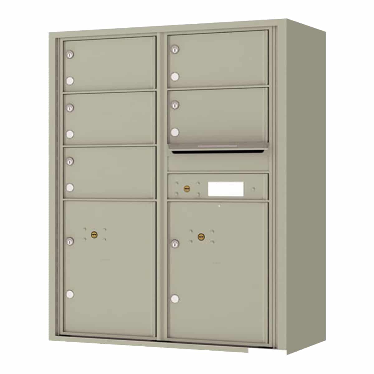 Surface Mount 4C Horizontal Mailbox – 5 Doors 2 Parcel Lockers – Front Loading – 4C11D-05-SM Product Image