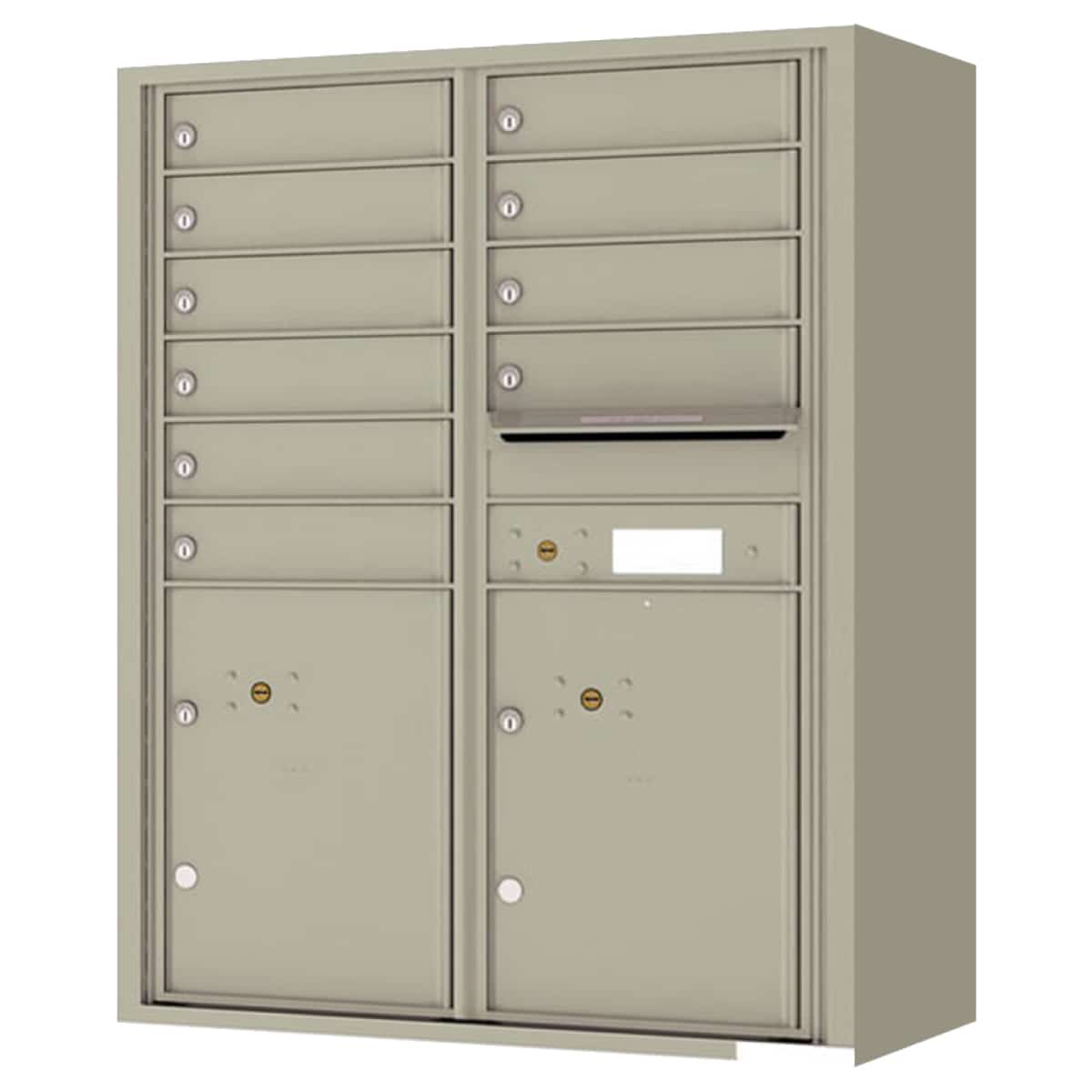 Florence Surface Mount 4C Horizontal Mailbox – 10 Tenant Doors, 2 Parcel Lockers – Front Loading – 11 Doors High – Private Access Product Image