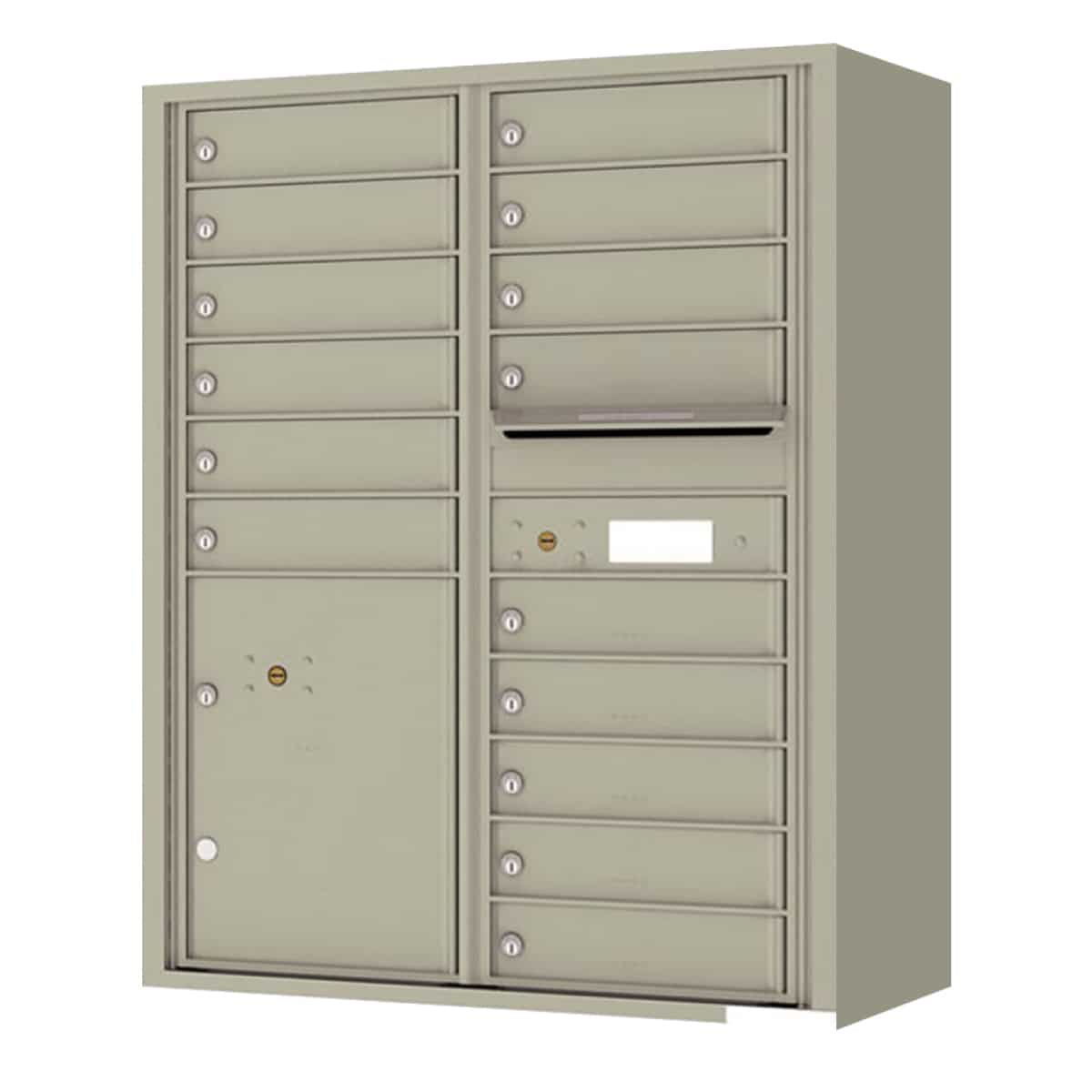 Florence Surface Mount 4C Horizontal Mailbox – 15 Tenant Doors, 1 Parcel Locker – Front Loading – 11 Doors High – Private Access Product Image