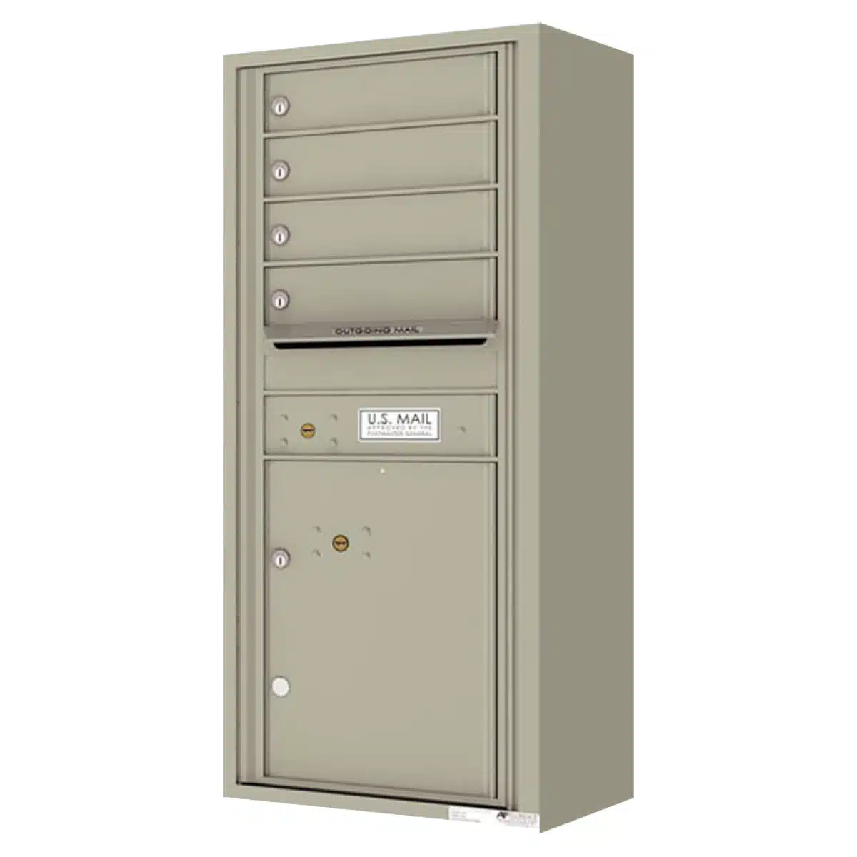 Florence Surface Mount 4C Horizontal Mailbox – 4 Tenant Doors, 1 Parcel Locker – Front Loading – 11 Doors High – Private Access Product Image
