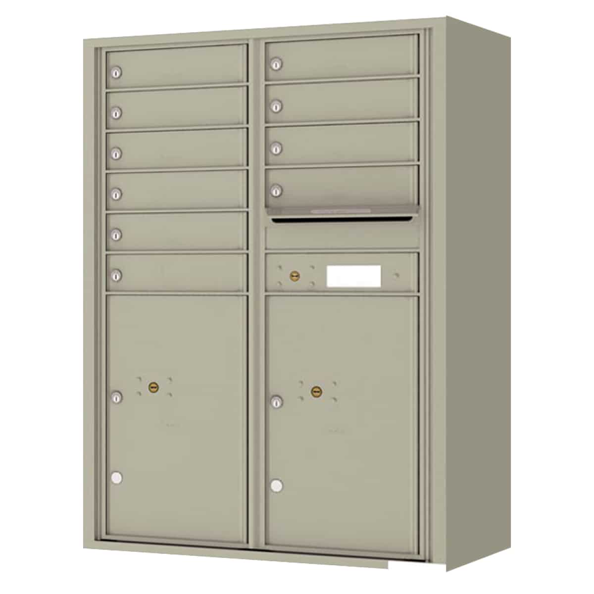 Florence Surface Mount 4C Horizontal Mailbox – 10 Tenant Doors, 2 Parcel Lockers – Front Loading – 12 Doors High – Private Access Product Image