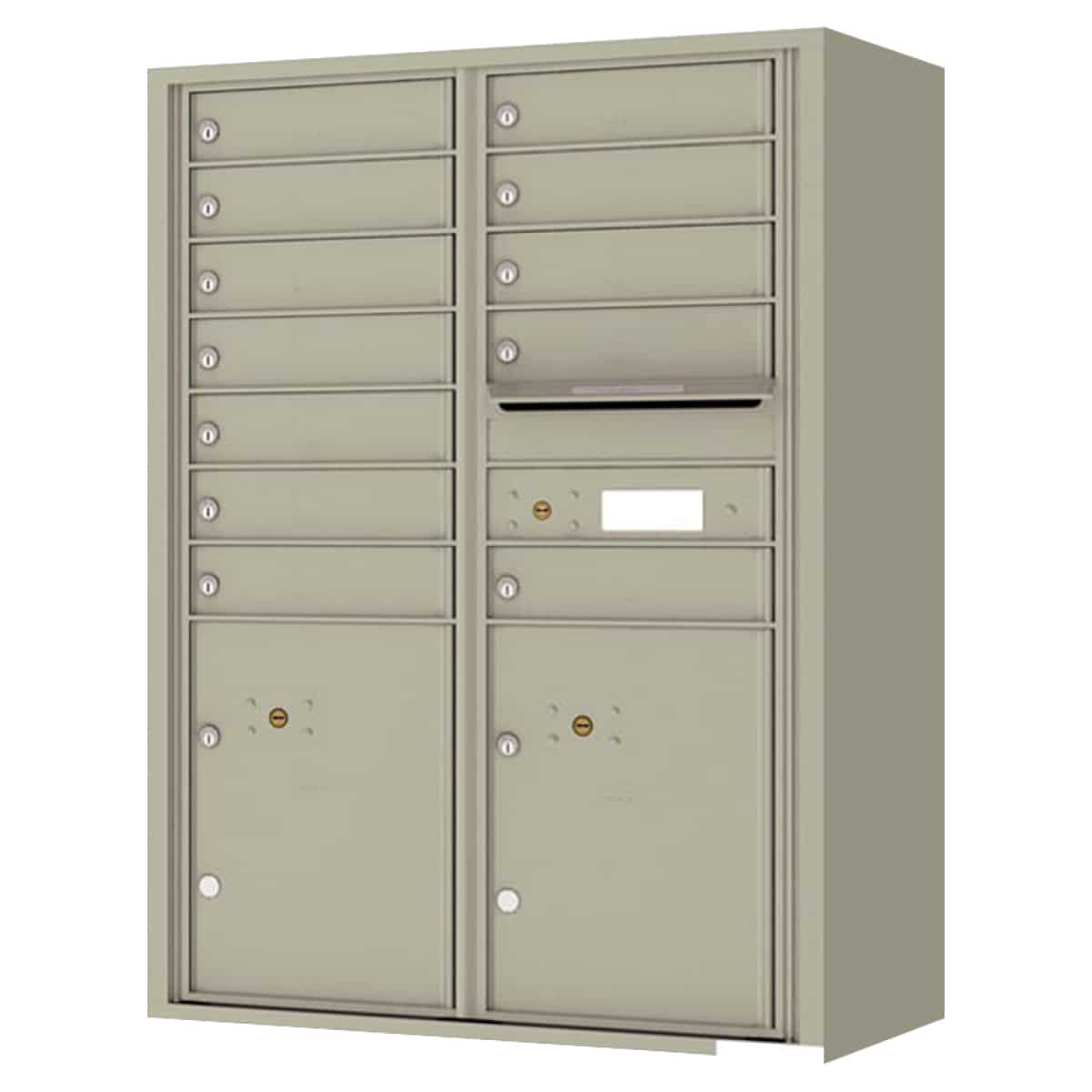 Florence Surface Mount 4C Horizontal Mailbox – 12 Tenant Doors, 2 Parcel Lockers – Front Loading – 12 Doors High – Private Access Product Image