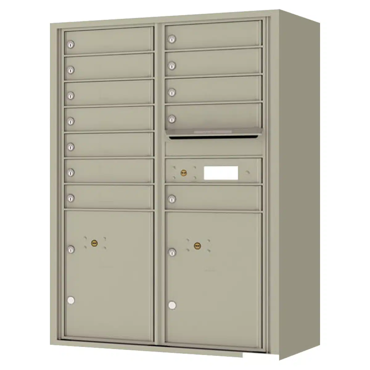 Florence Surface Mount 4C Horizontal Mailbox – 12 Tenant Doors, 2 Parcel Lockers – Front Loading – 12 Doors High – Private Access Product Image