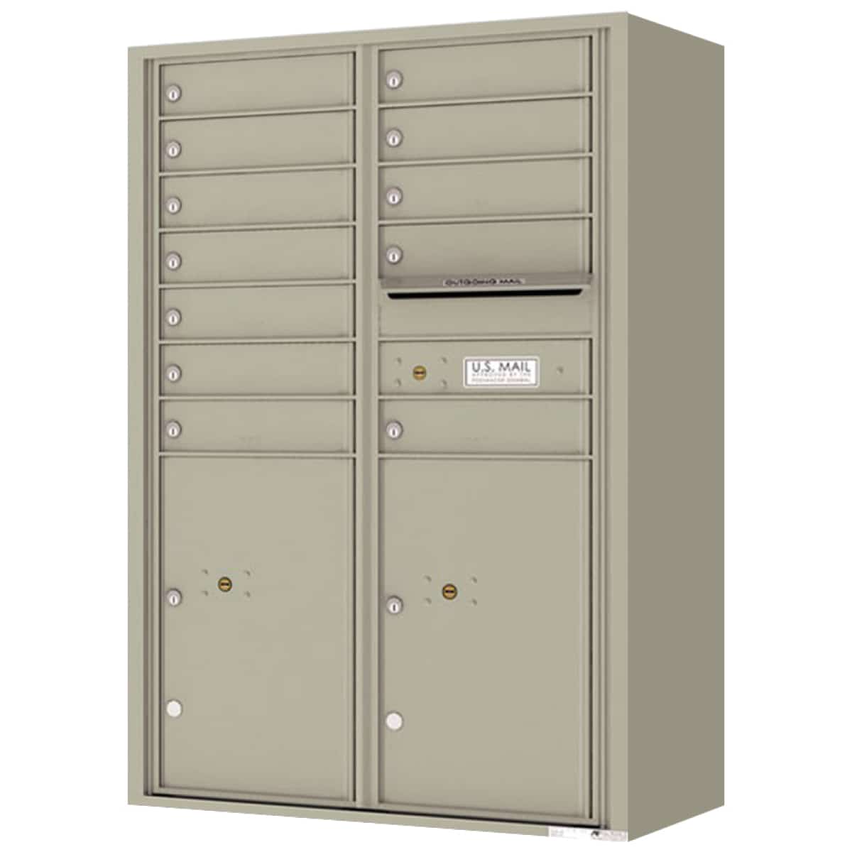 Florence Surface Mount 4C Horizontal Mailbox – 12 Tenant Doors, 2 Parcel Lockers – Front Loading – 13 Doors High – Private Access Product Image