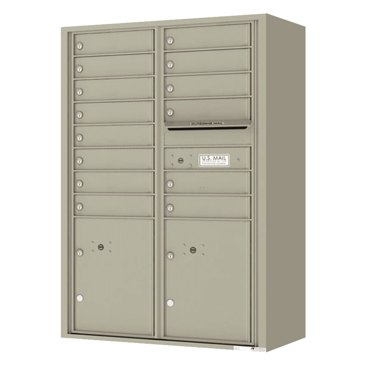 Florence Surface Mount 4C Horizontal Mailbox – 14 Tenant Doors, 2 Parcel Lockers – Front Loading – 13 Doors High – Private Access Product Image