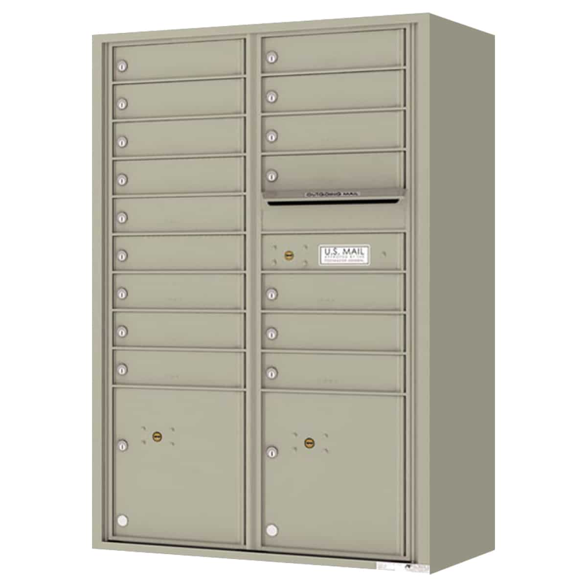 Florence Surface Mount 4C Horizontal Mailbox – 16 Tenant Doors, 2 Parcel Lockers – Front Loading – 13 Doors High – Private Access Product Image