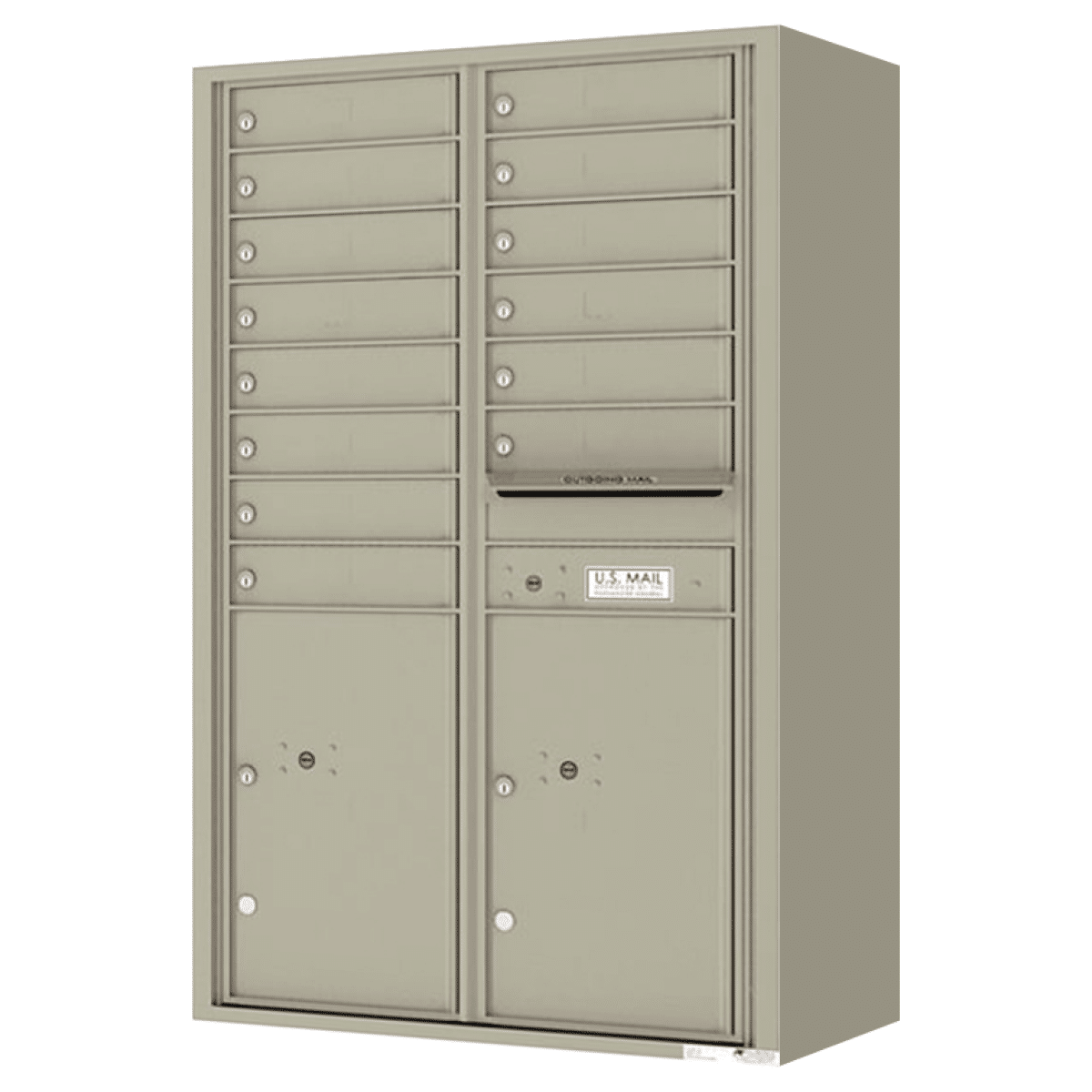 Florence Surface Mount 4C Horizontal Mailbox – 14 Tenant Doors, 2 Parcel Lockers – Front Loading – 14 Doors High – Private Access Product Image