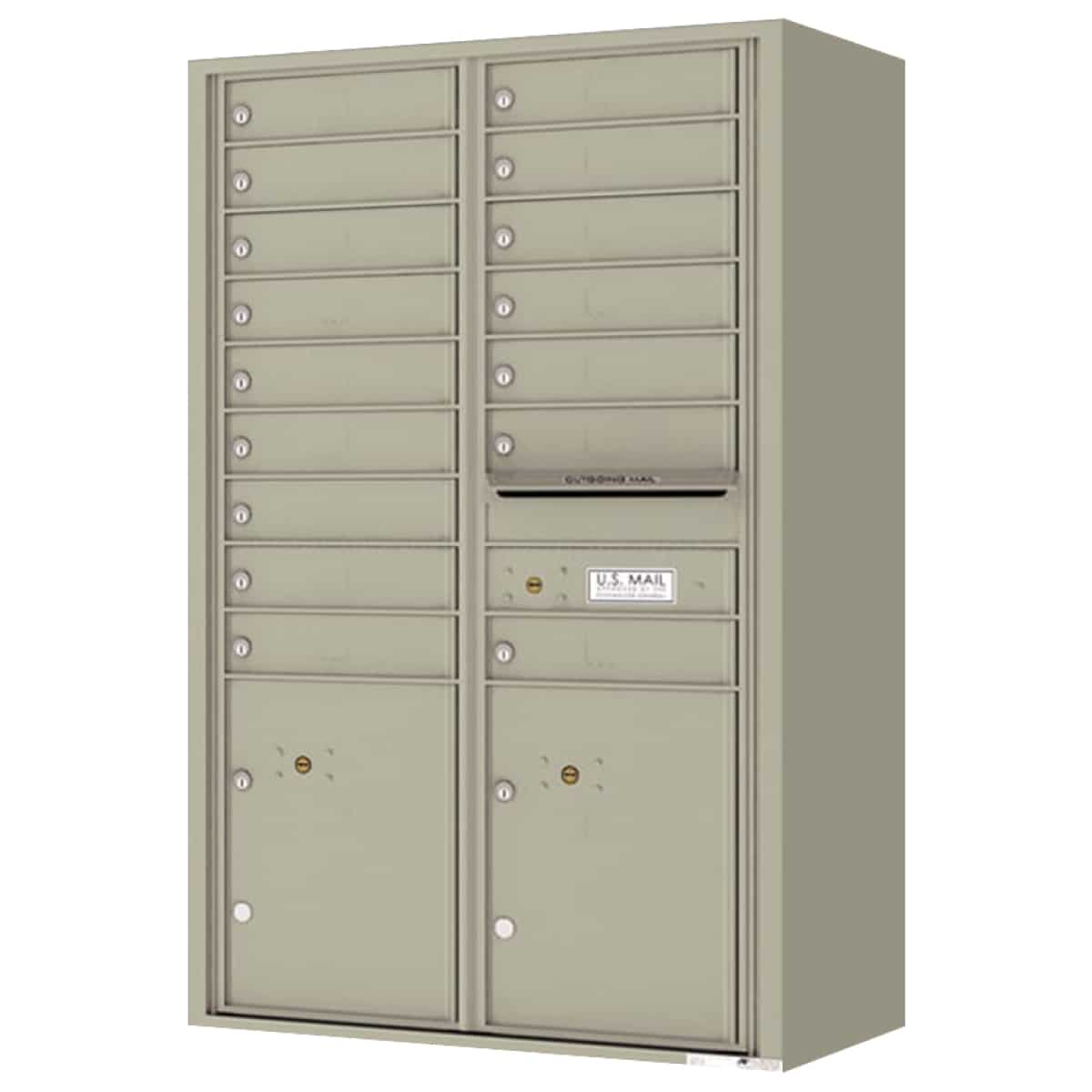 Florence Surface Mount 4C Horizontal Mailbox – 16 Tenant Doors, 2 Parcel Lockers – Front Loading – 14 Doors High – Private Access Product Image