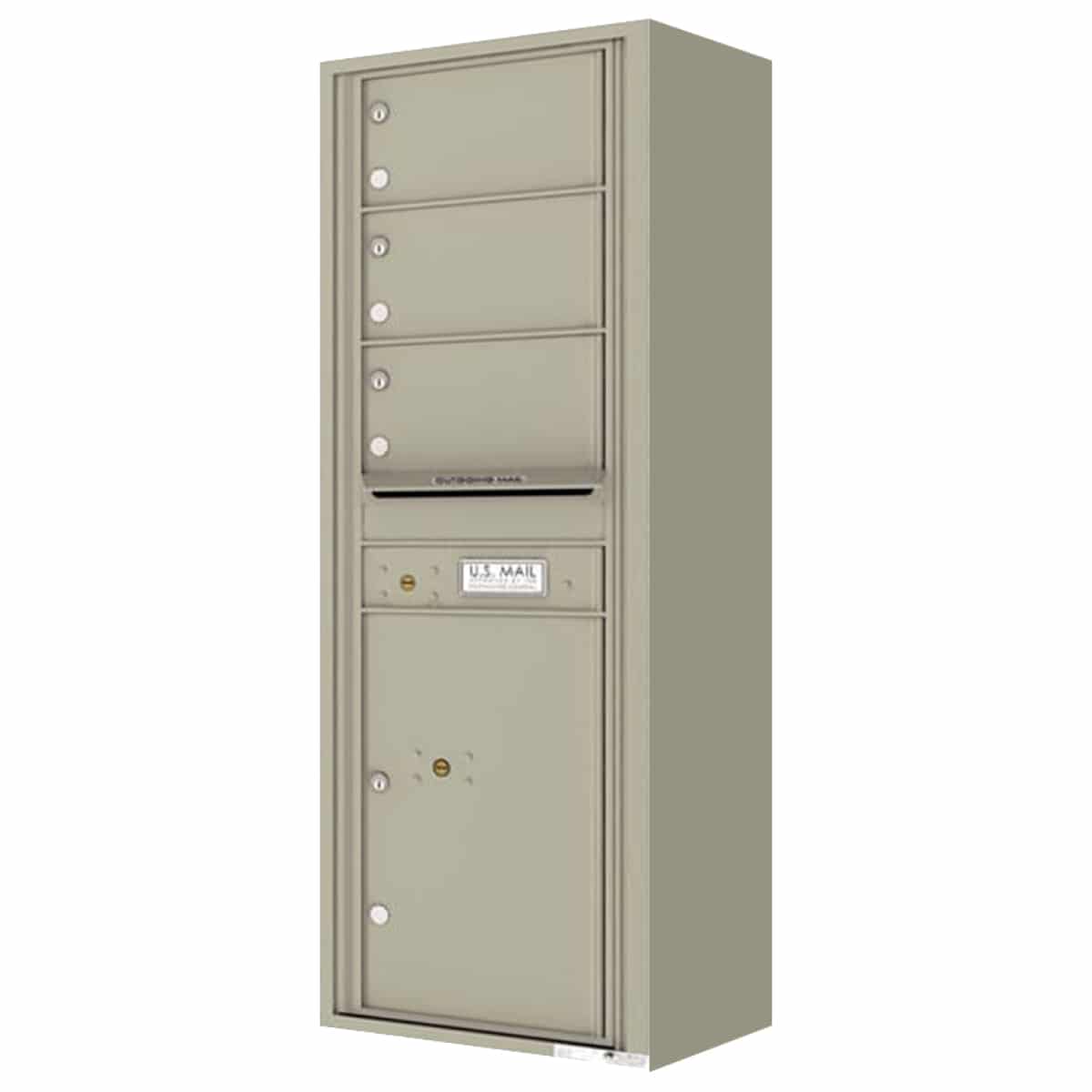 Surface Mount 4C Horizontal Mailbox – 3 Doors 1 Parcel Locker – Front Loading – 4C14S-03-SM Product Image