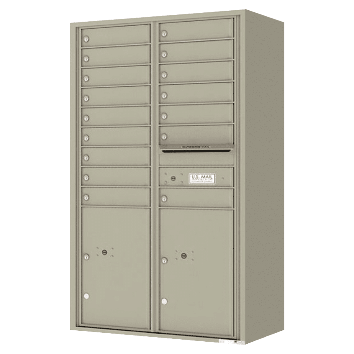 Florence Surface Mount 4C Horizontal Mailbox – 16 Tenant Doors, 2 Parcel Lockers – Front Loading – 15 Doors High – Private Access Product Image