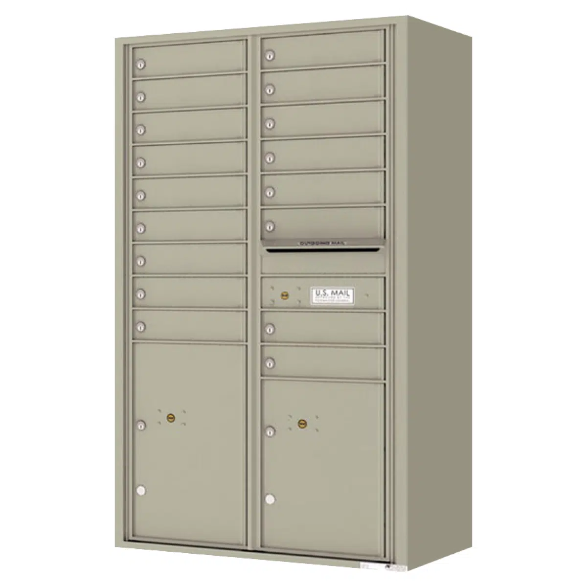 Florence Surface Mount 4C Horizontal Mailbox – 17 Tenant Doors, 2 Parcel Lockers – Front Loading – 15 Doors High – Private Access Product Image