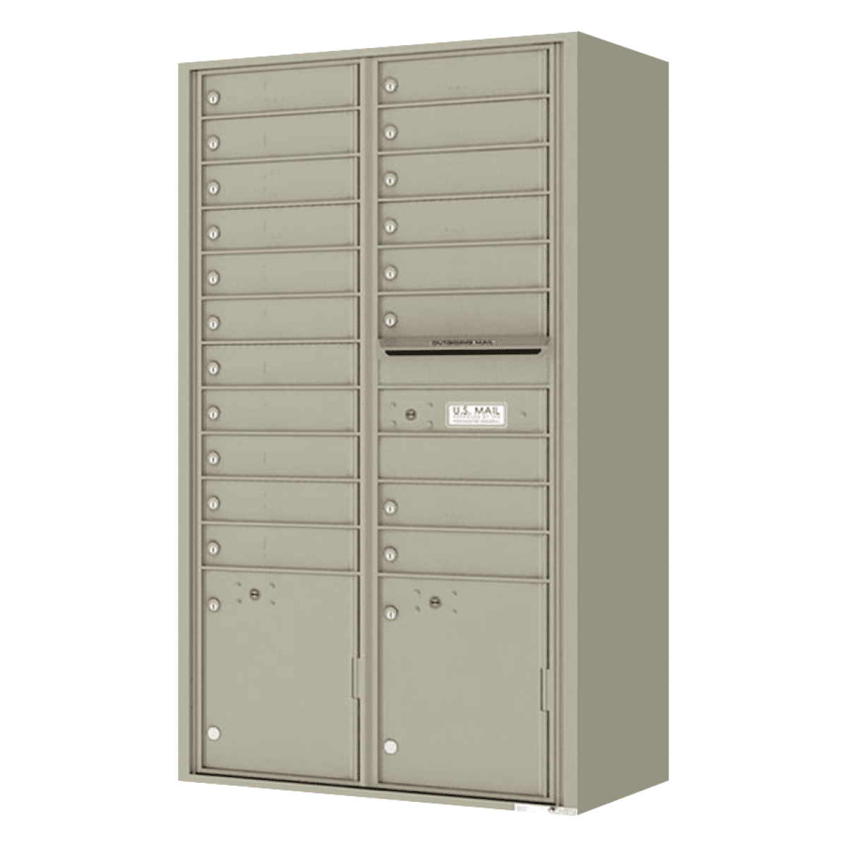 Florence Surface Mount 4C Horizontal Mailbox – 19 Tenant Doors, 2 Parcel Lockers – Front Loading – Max Height – Private Access Product Image