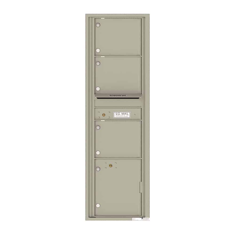Recessed 4C Horizontal Mailbox – 3 Doors 1 Parcel Lockers – Front Loading – 4C16S-03-206550 – Private Delivery Product Image