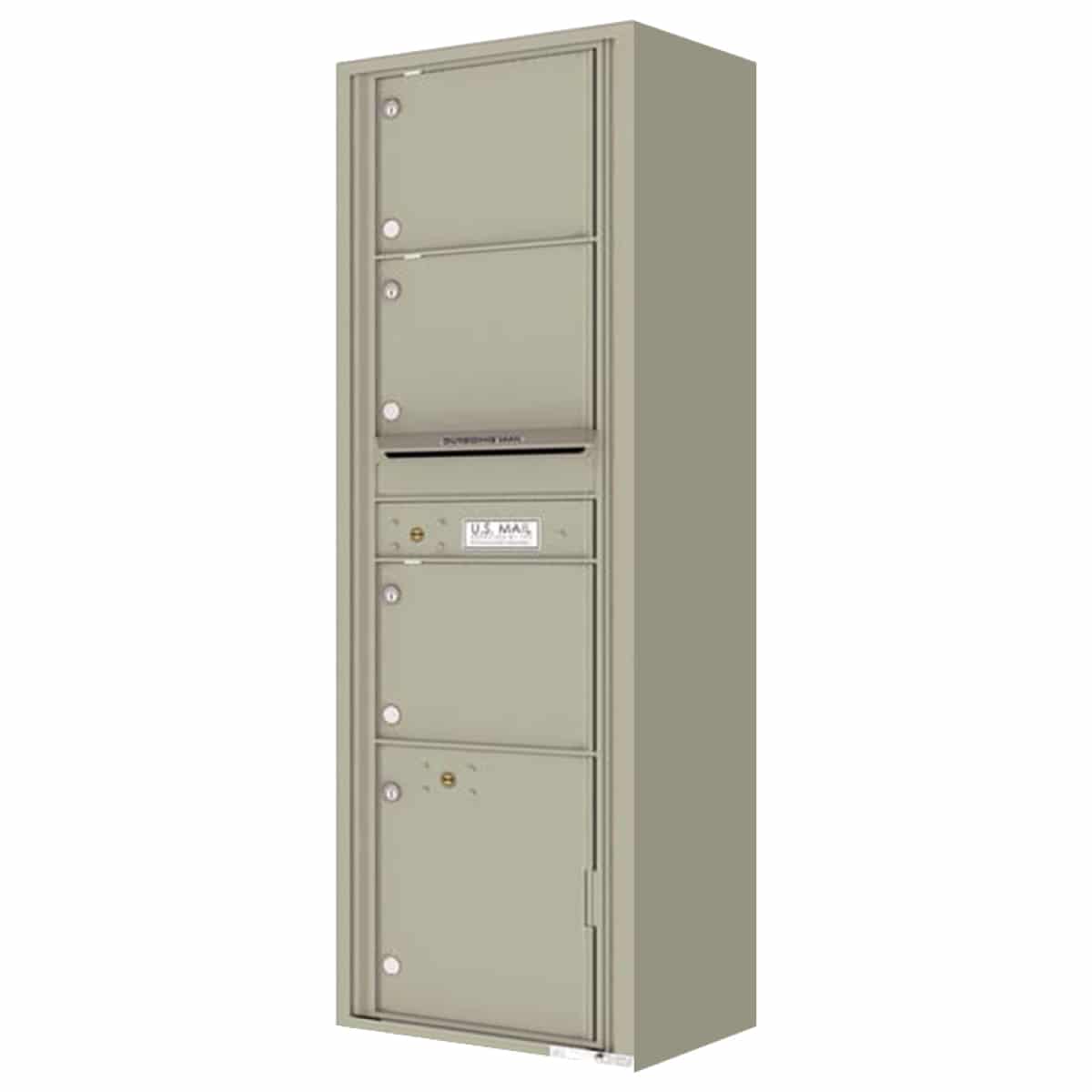 Surface Mount 4C Horizontal Mailbox – 3 Doors 1 Parcel Locker – Front Loading – 4C16S-03-SM Product Image