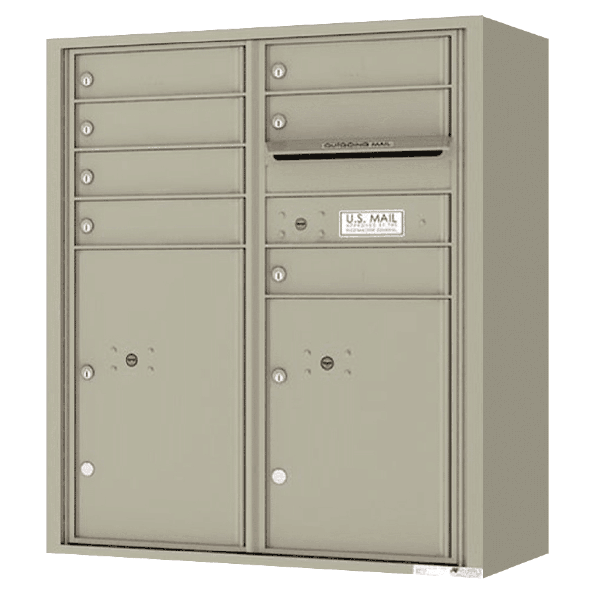 Florence Surface Mount 4C Horizontal Mailbox – 7 Tenant Doors, 2 Parcel Lockers – Front Loading – ADA Compliant Max Height – Private Access Product Image