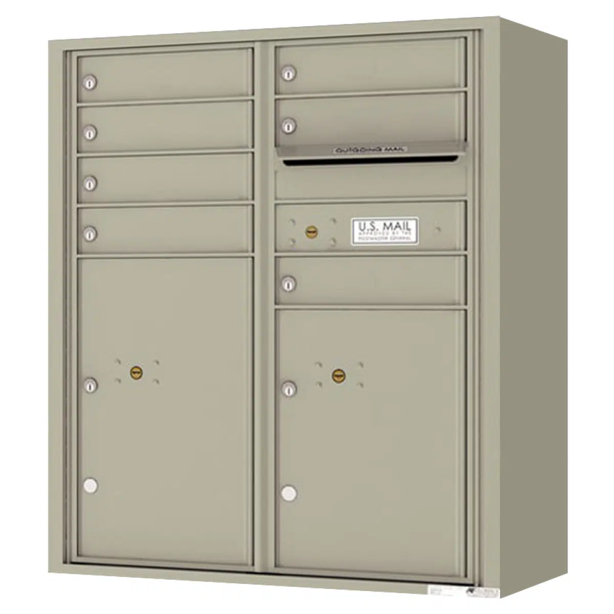 Florence Surface Mount 4C Horizontal Mailbox – 7 Tenant Doors, 2 Parcel Lockers – Front Loading – ADA Compliant Max Height – Private Access Product Image