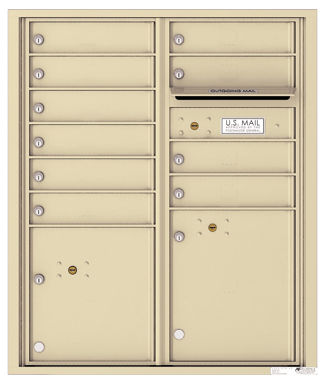 Recessed 4C Horizontal Mailbox – 10 Doors 2 Parcel Lockers – Front Loading – 4CADD-10-206550 – Private Delivery Product Image