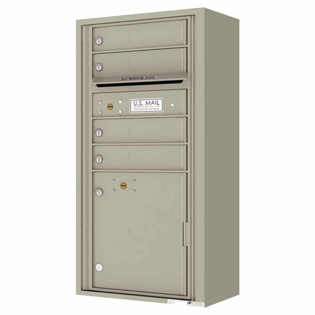 Florence Surface Mount 4C Horizontal Mailbox – 4 Tenant Doors, 1 Parcel Locker – Front Loading – ADA Compliant Max Height – Private Access Product Image