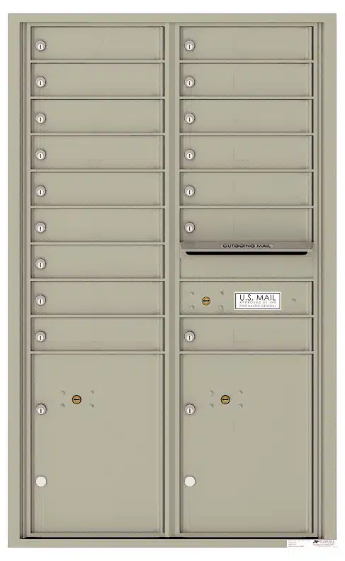 Florence Recessed 4C Horizontal Mailbox – 16 Tenant Doors, 2 Parcel Lockers – Front Loading – 14 Doors High – USPS Access Product Image