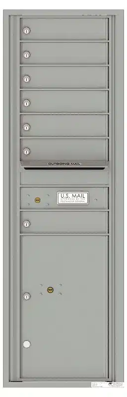 Recessed 4C Horizontal Mailbox – 7 Doors 1 Parcel Locker – Front Loading – 4C15S-07 – USPS Approved Product Image