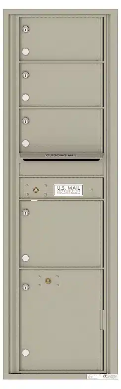 Recessed 4C Horizontal Mailbox – 4 Doors 1 Parcel Locker – Front Loading – 4C16S-04 – USPS Approved Product Image