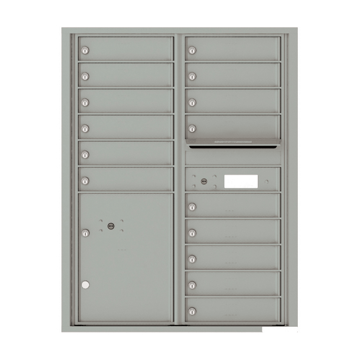 Recessed 4C Horizontal Mailbox – 15 Doors 1 Parcel Locker – Front Loading – 4C11D-15-206550 – Private Delivery Product Image