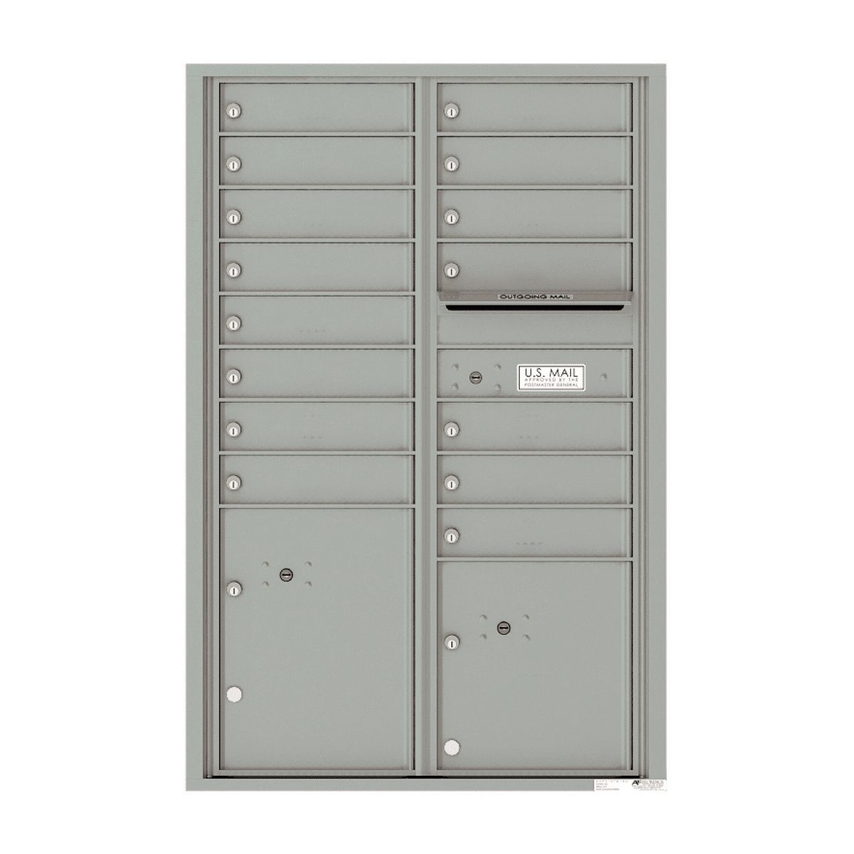 Recessed 4C Horizontal Mailbox – 15 Doors 2 Parcel Lockers – Front Loading – 4C13D-15-206550 – Private Delivery Product Image