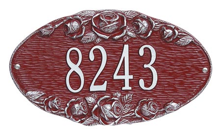Whitehall Rose Oval Address Plaque