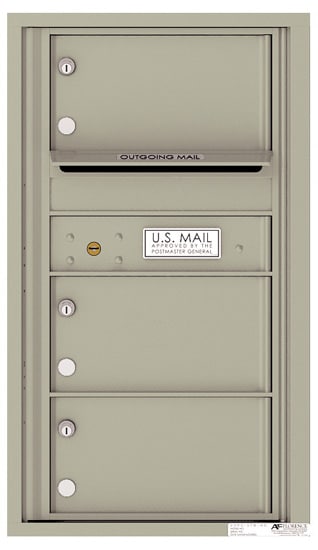 Recessed 4C Horizontal Mailbox – 3 Doors – Front Loading – 4C08S-03 – USPS Approved Product Image