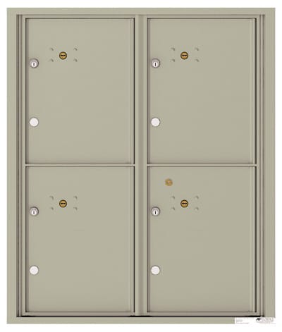 Florence Recessed 4C Horizontal Mailbox – 4 Parcel Lockers – Front Loading – ADA Compliant Max Height – USPS Access Product Image