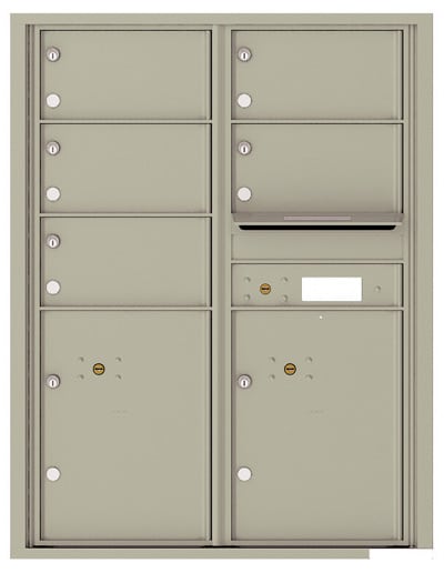 Recessed 4C Horizontal Mailbox – 5 Doors 2 Parcel Lockers – Front Loading – 4C11D-05 – USPS Approved Product Image