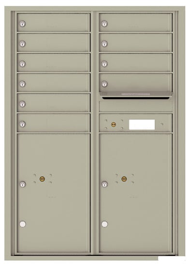 Recessed 4C Horizontal Mailbox – 10 Doors 2 Parcel Locker – Front Loading – 4C12D-10 – USPS Approved Product Image