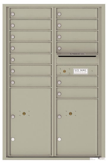 Recessed 4C Horizontal Mailbox – 13 Doors 2 Parcel Lockers – Front Loading – 4C13D-13 – USPS Approved Product Image