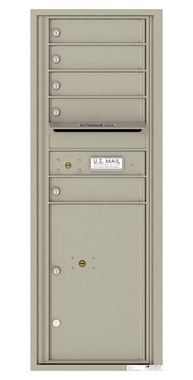 Recessed 4C Horizontal Mailbox – 5 Doors 1 Parcel Locker – Front Loading – 4C13S-05 – USPS Approved Product Image