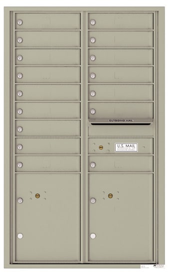 Recessed 4C Horizontal Mailbox – 16 Doors 2 Parcel Lockers – Front Loading – 4C14D-16-206550 – Private Delivery Product Image