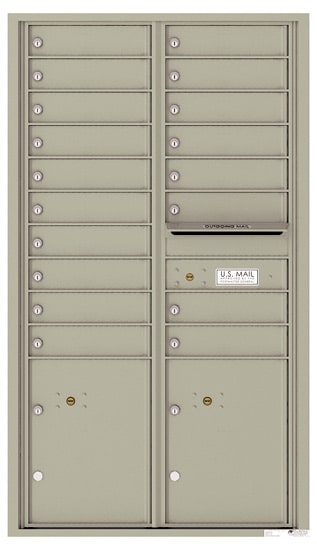 Recessed 4C Horizontal Mailbox – 18 Doors 2 Parcel Lockers – Front Loading – 4C15D-18 – USPS Approved Product Image