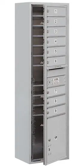 3816S-09 Front Loading Salsbury 4C Horizontal Mailboxes With Surface Mount Enclosure Product Image