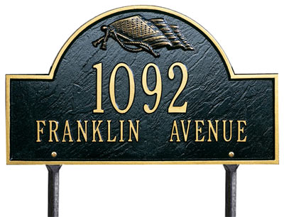 Flag Arch Marker Plaque Two Lines
