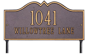 Whitehall Hillsboro Address Plaque Two Lines
