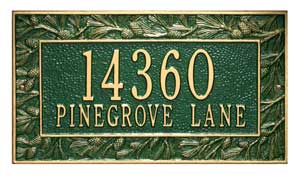 Whitehall Pinecone Address Plaque Two Lines