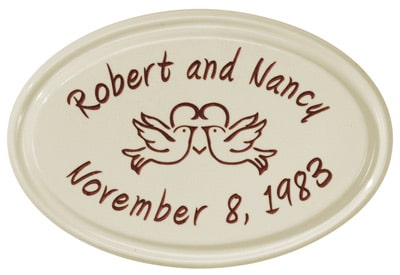 Anniversary Heart Birds Oval Ceramic Plaque