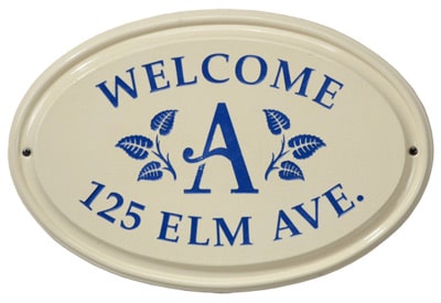 Whitehall Leaf Monogram Oval Ceramic Plaque
