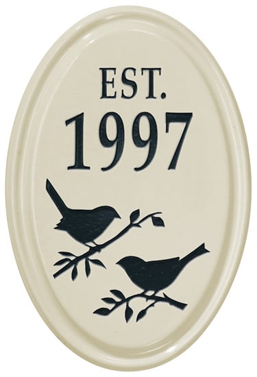 Bird Silhouette Vertical Oval Ceramic Plaque