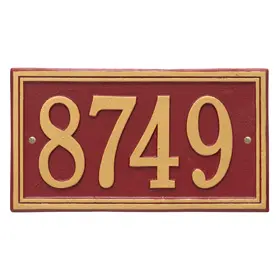 Whitehall Double Line Plaque Red Gold