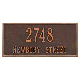 Whitehall Hartford Address Plaque Antique Copper