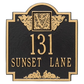 Whitehall Monogram Address Plaque Black Gold